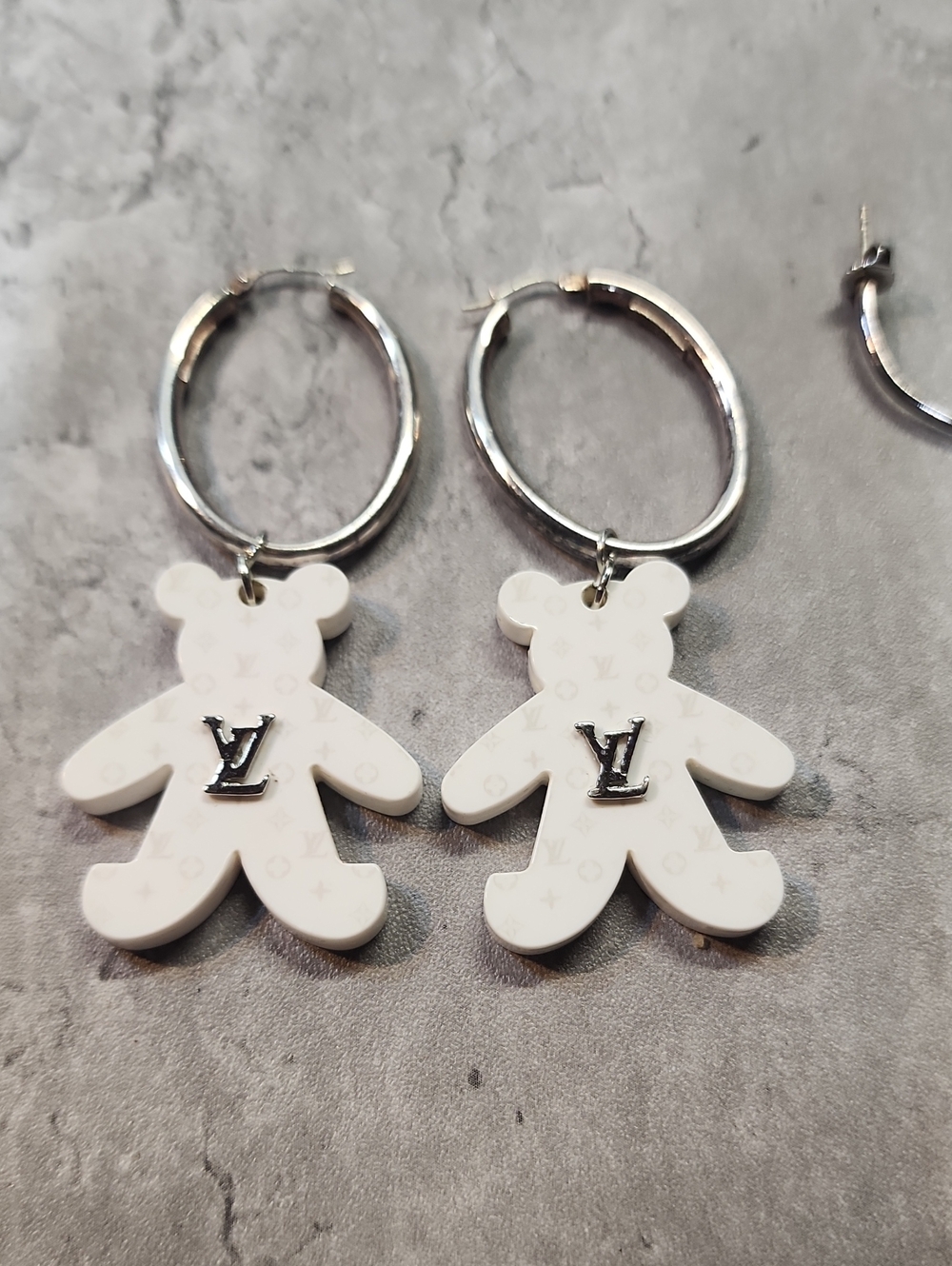 Louis Vuitton Monogram Teddy Bear Earrings.